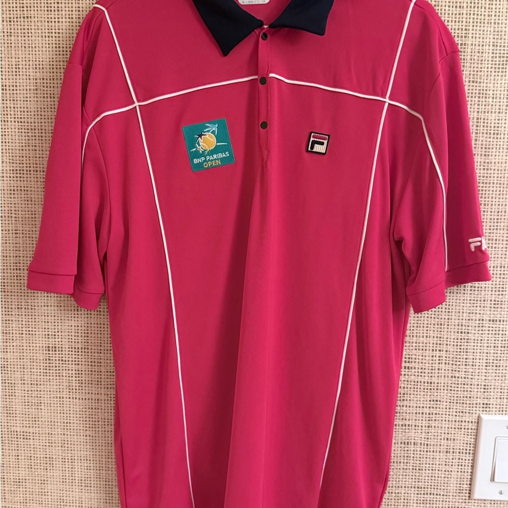 Fila Men's TennisPolo Shirt in Red - BNP Paribas logo